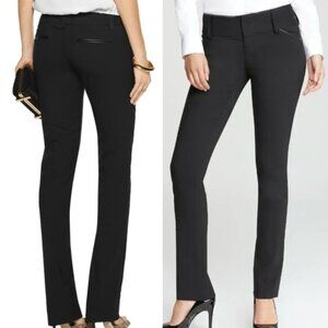 ALICE + OLIVIA Olivia Slim Leg Pant Leather Trim Black Work Office Dress Pants 2